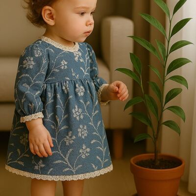 Abito in denim ricamato Agnes
