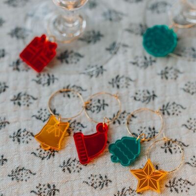 6 marque-verres de Noël en plexi miroir