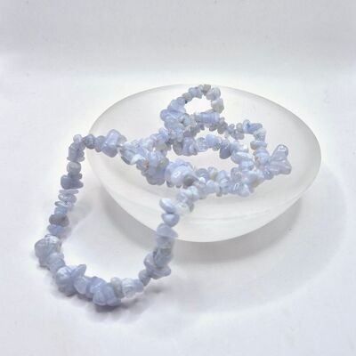Bracelet Chips d'agate dentelle bleue / pierre précieuse en cristal - 19 cm (idée cadeau de Noël)