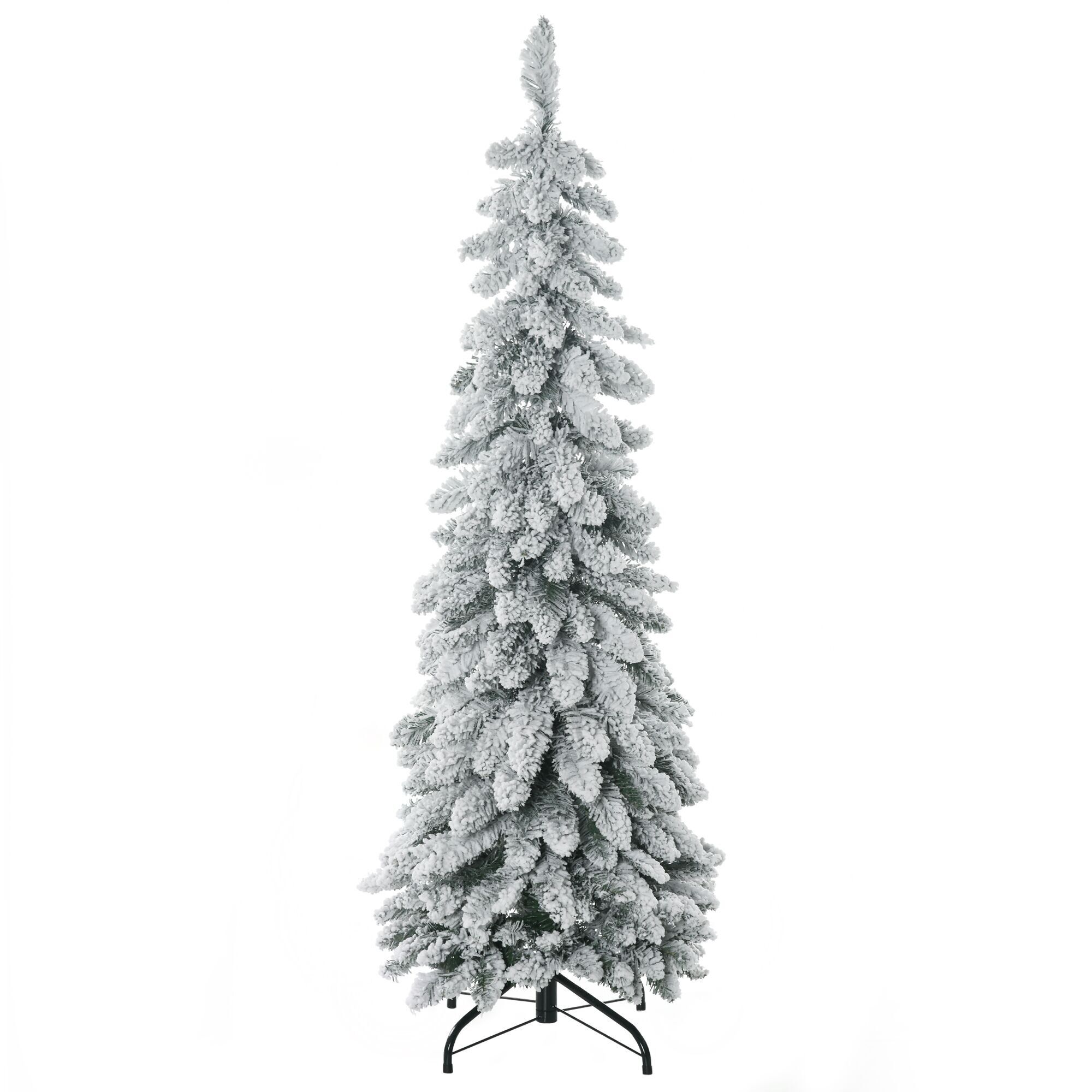HOMCOM Arbre de Noël artificiel 135 cm sapin de Noël avec support en acier 253 branches enneigées socle pliable  vert