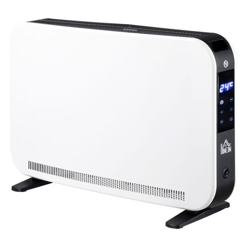 HOMCOM Radiateur électrique avec thermostat et timer - chauffage panneau à convection 1830-2180 W - panneau LED tactile - acier plastique noir blanc