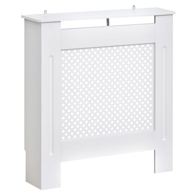 HOMCOM Cache-radiateur, couvercle de radiateur, couverture radiateur, grille ronde, en bois, 78L x 19l x 82H cm, blanc