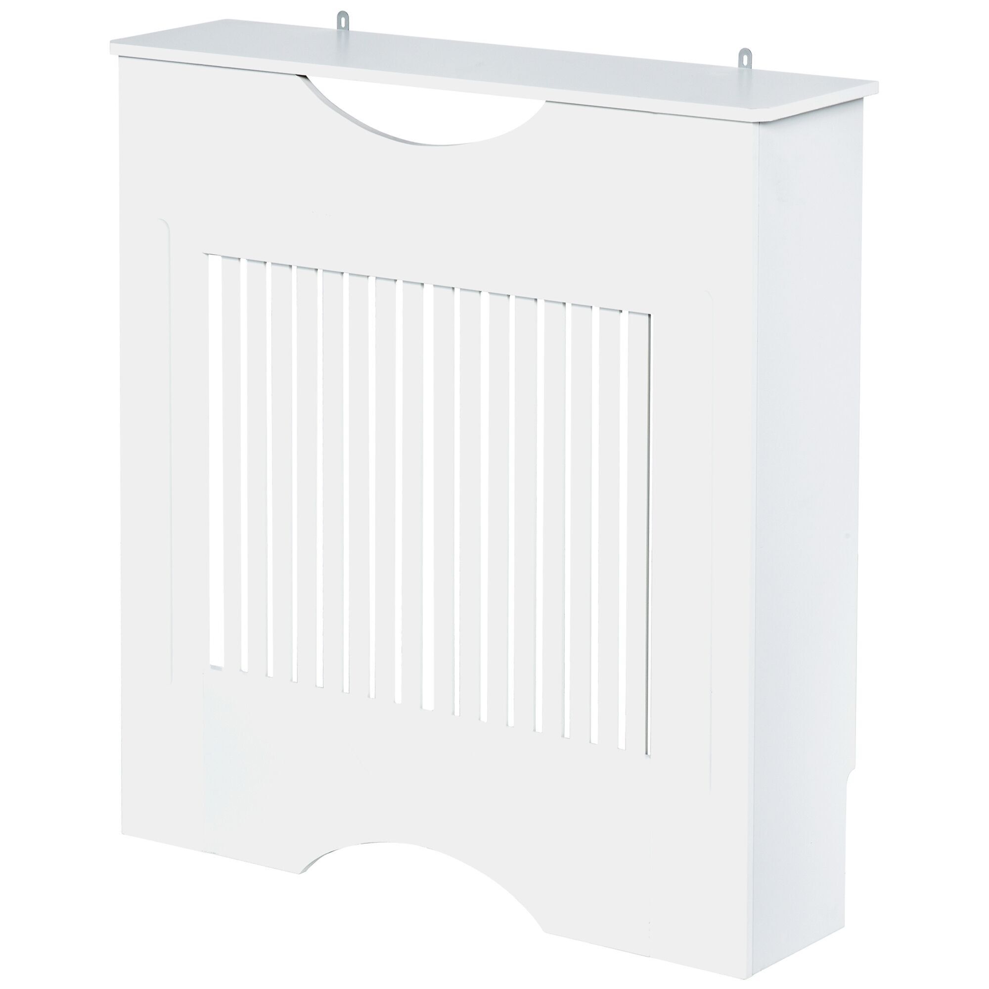 HOMCOM Cache-radiateur à lattes Couvercle de Radiateur en bois Design contemporain pour Salon Salle de Séjour Chambre 78 x 19 x 82 cm Blanc