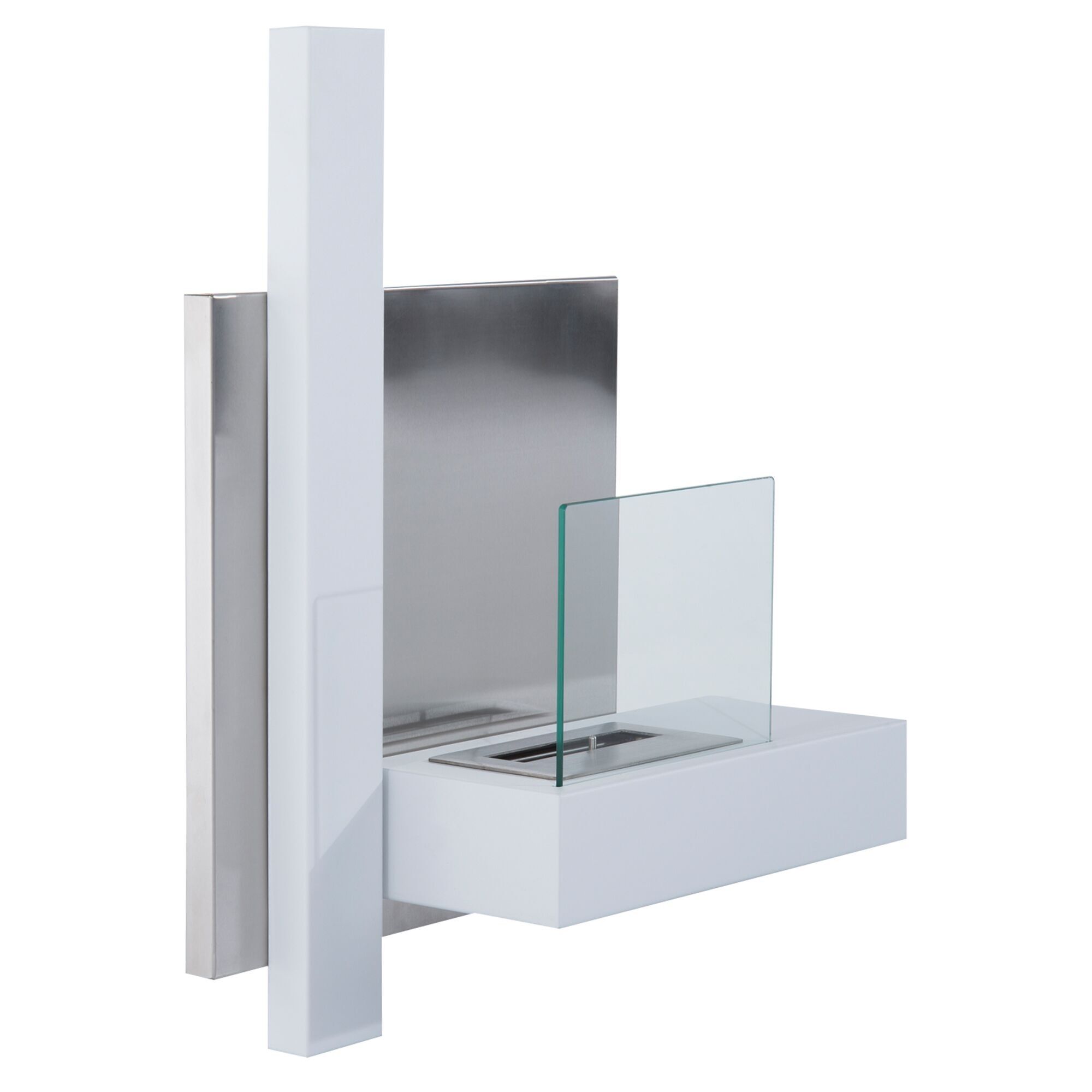 HOMCOM Cheminée bioéthanol Murale 1 brûleur 0,9 L, 3 h de durée de combustion 75L x 22l x 63H cm Couverture 20-25 m² Acier Inox