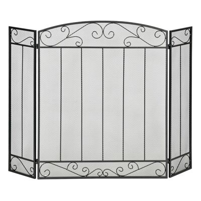 HOMCOM Grille de Protection pour cheminée - Pare-étincelles - barrière de sécurité - 3 Volets Pliables - Acier métal Noir