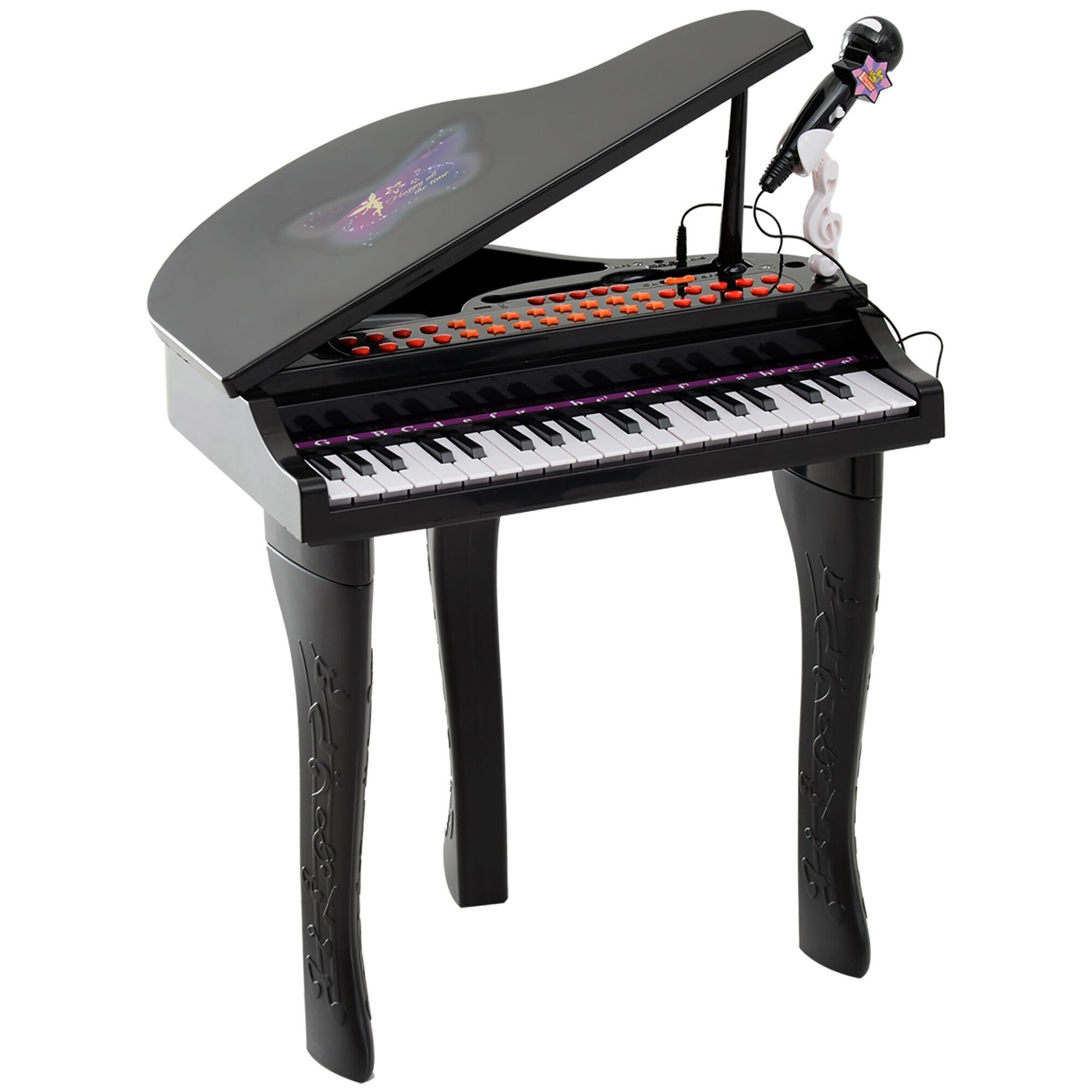 Homcom pianoforte a coda elettronico 37 tasti multifunzione con altoparlante microfono nero