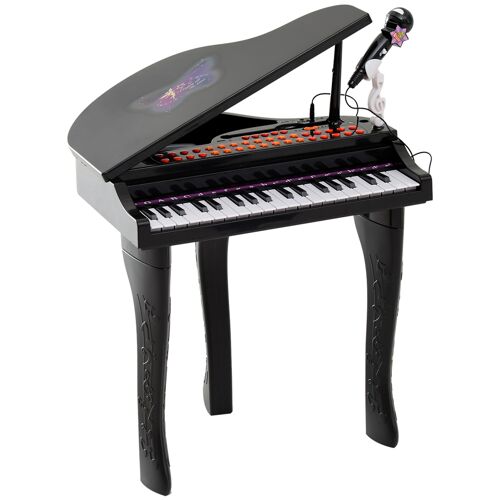 HOMCOM Piano à Queue électronique 37 Touches Multifonctions avec Micro Haut Parleur Noir