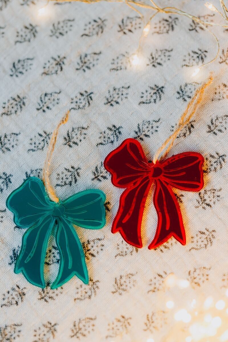 Duo di pendenti fiocchi di Natale in plexi specchiato