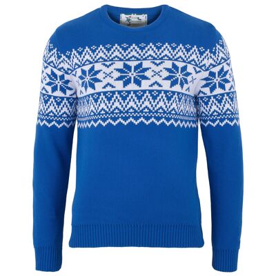 Santa's Seconds - Maglione natalizio ecologico da uomo Nordic Fairisle - Blu