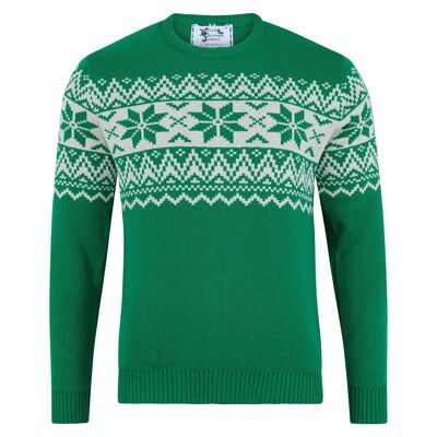 Santa's Seconds - Maglione natalizio ecologico da uomo Nordic Fairisle - Verde