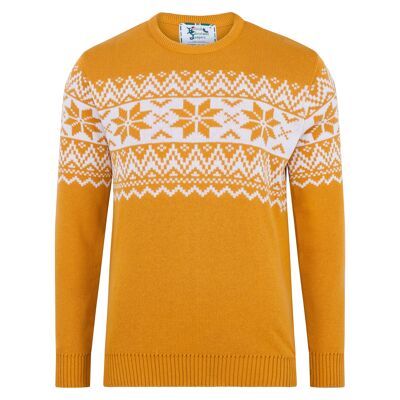 Santa's Seconds - Maglione natalizio ecologico da uomo Nordic Fairisle - Giallo