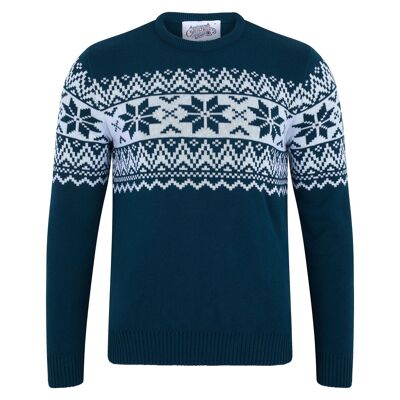 Il maglione natalizio ecologico da uomo verde bottiglia Fairisle Nordic