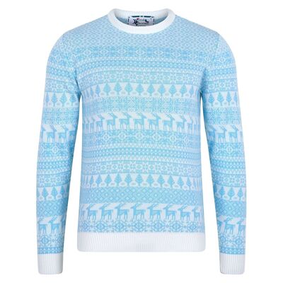 Maglione natalizio da uomo Deer Fairisle - Azzurro