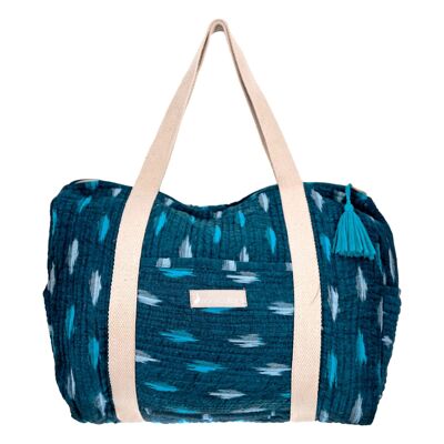 Blue and turquoise ikat bag