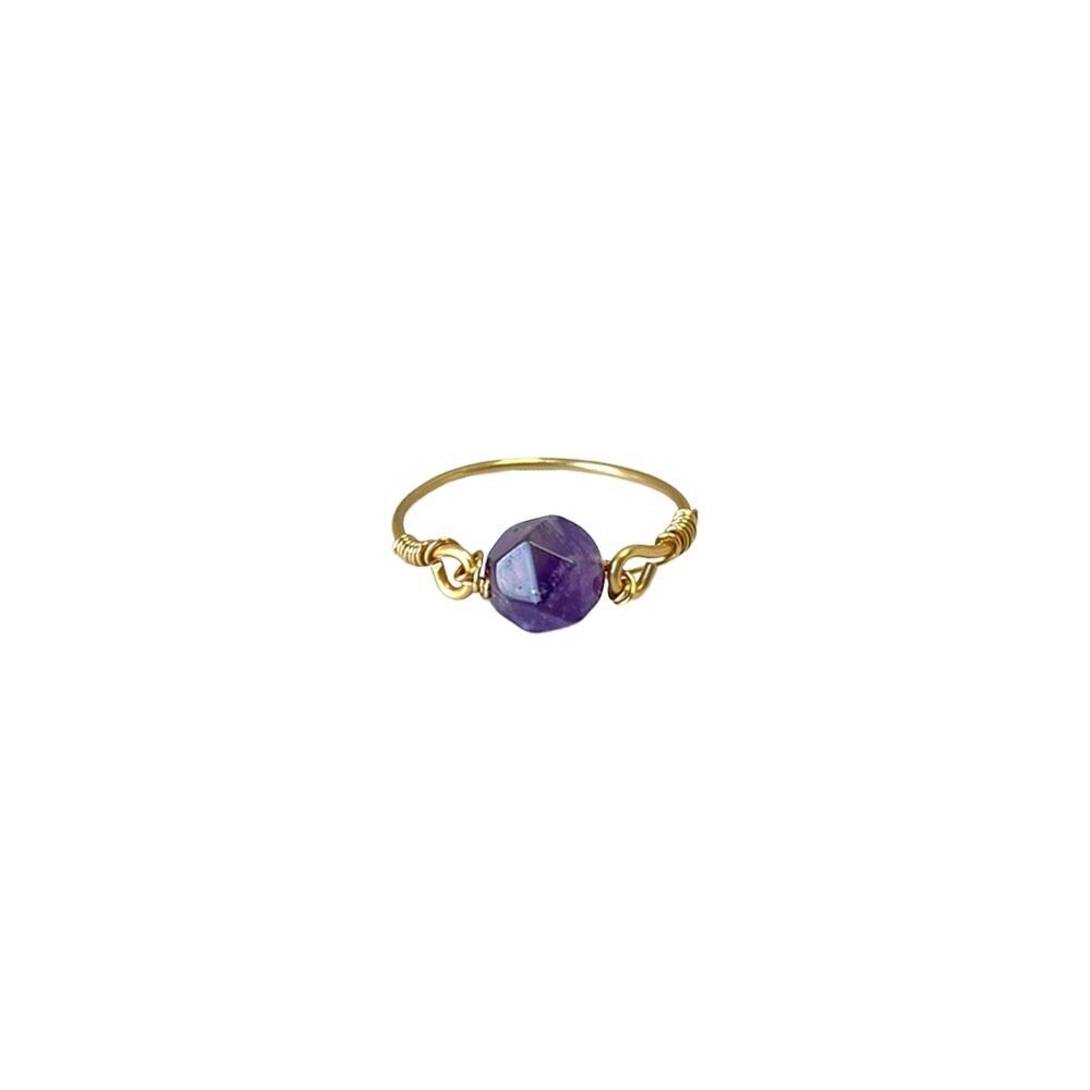 Bague en fil de cuivre avec pierres précieuses assorties, taille U au Royaume-Uni