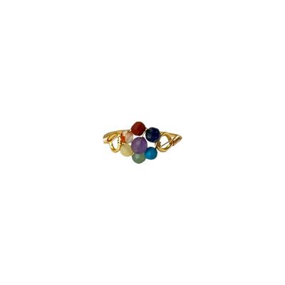 Anillo de flores de 7 chakras con alambre de cobre, talla U del Reino Unido