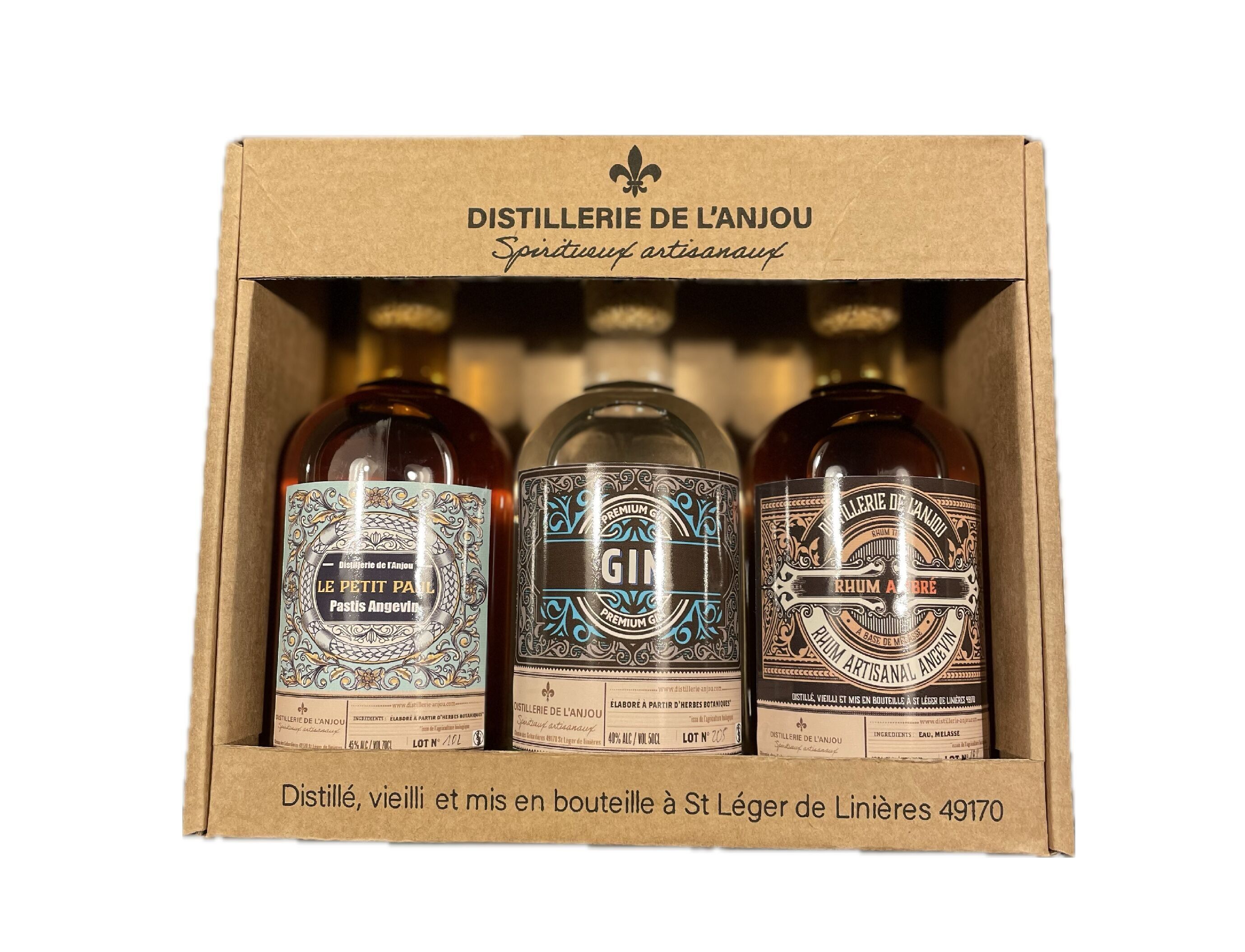 Confezione degustazione da 3 bottiglie da 20cl - Pastis + Gin + Rum - Prodotto in Anjou