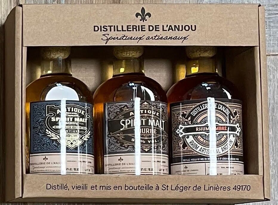 Scatola degustazione da 3 bottiglie da 20cl - Malto spiritoso + Malto spiritoso torbato + Rum ambrato - Prodotto in Anjou