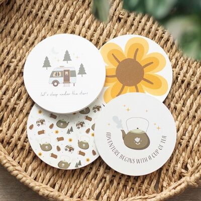 Juego de posavasos para acampar Home on the Road