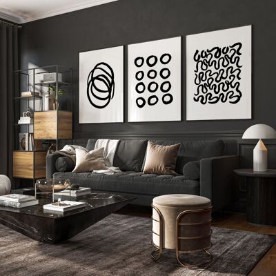 Arte moderno para la pared de la sala de estar | Juego de 3 impresiones de arte de pared