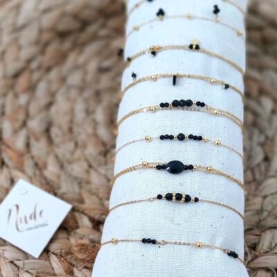10 bracciali in acciaio e pietre naturali