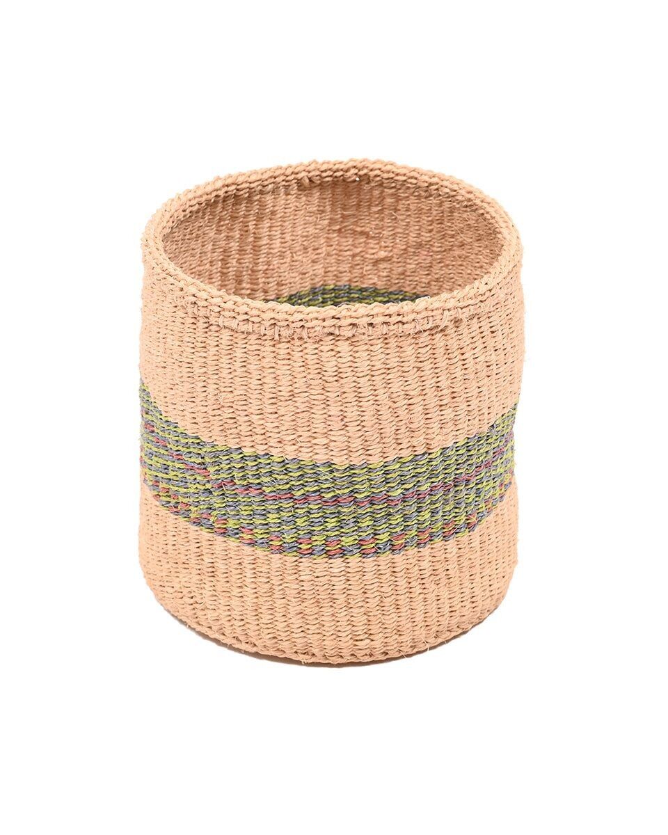 BARUA: Cestino in sisal blu, marrone e verde extra piccolo