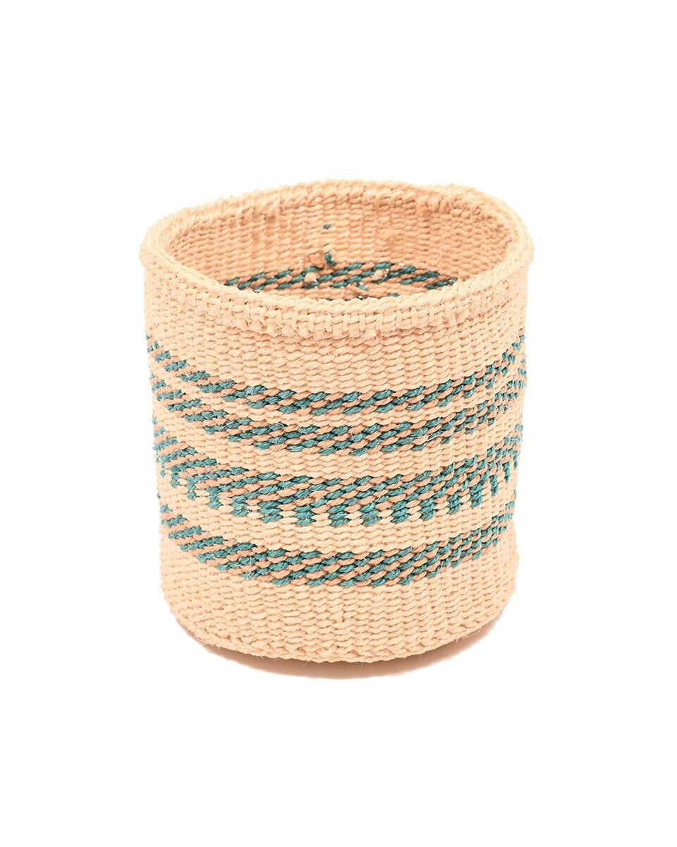FIKIRA: Cestino in sisal turchese e marrone extra piccolo