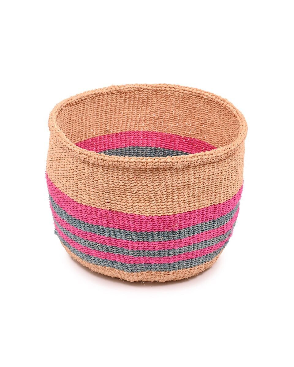 HOJA: Piccolo cestino in sisal rosa e blu