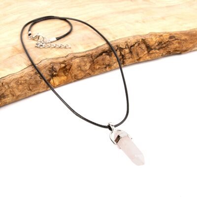 Collier pendentif en cristal – Quartz rose