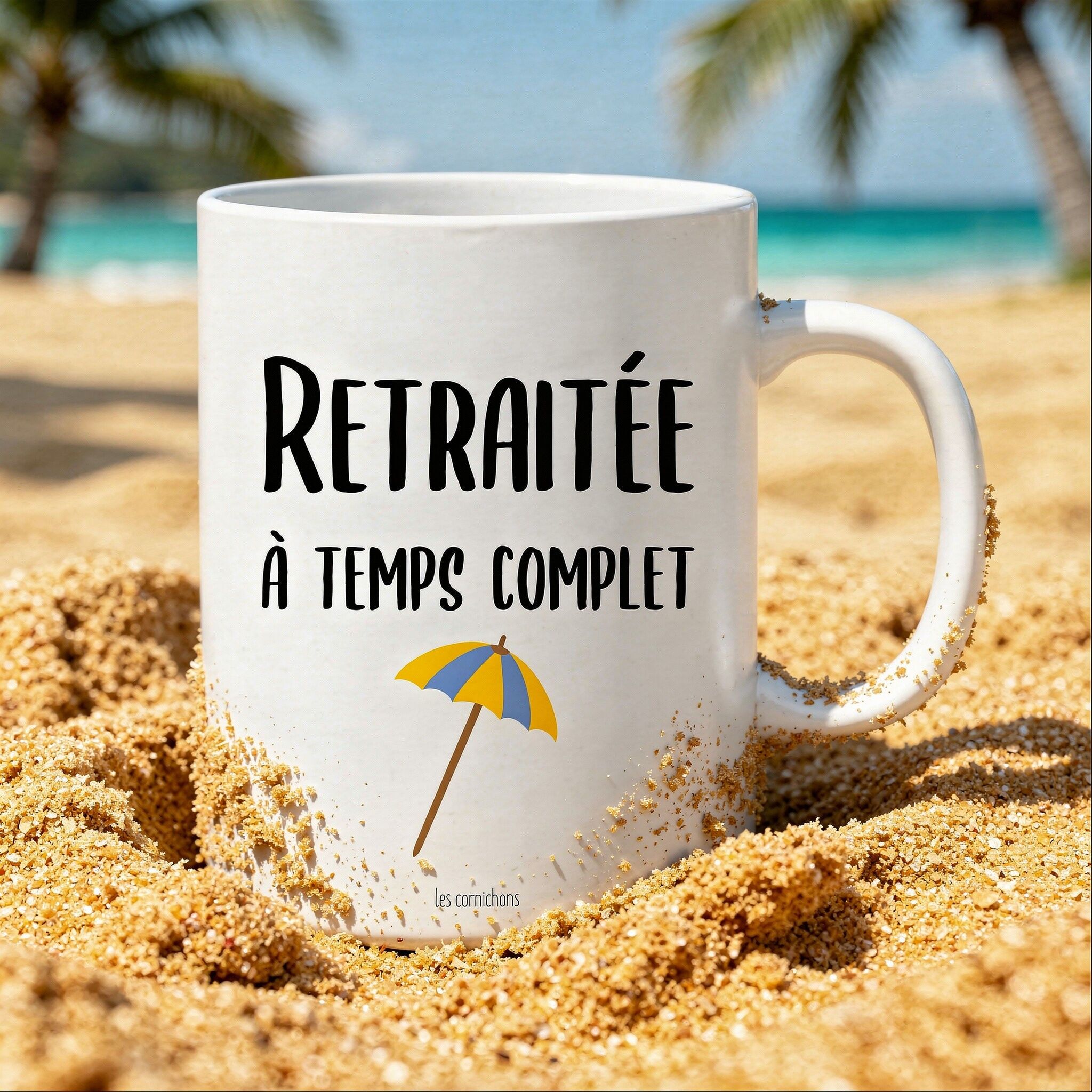 Mug retraitée à temps complet - cadeau - pot de départ - retraite - collègue