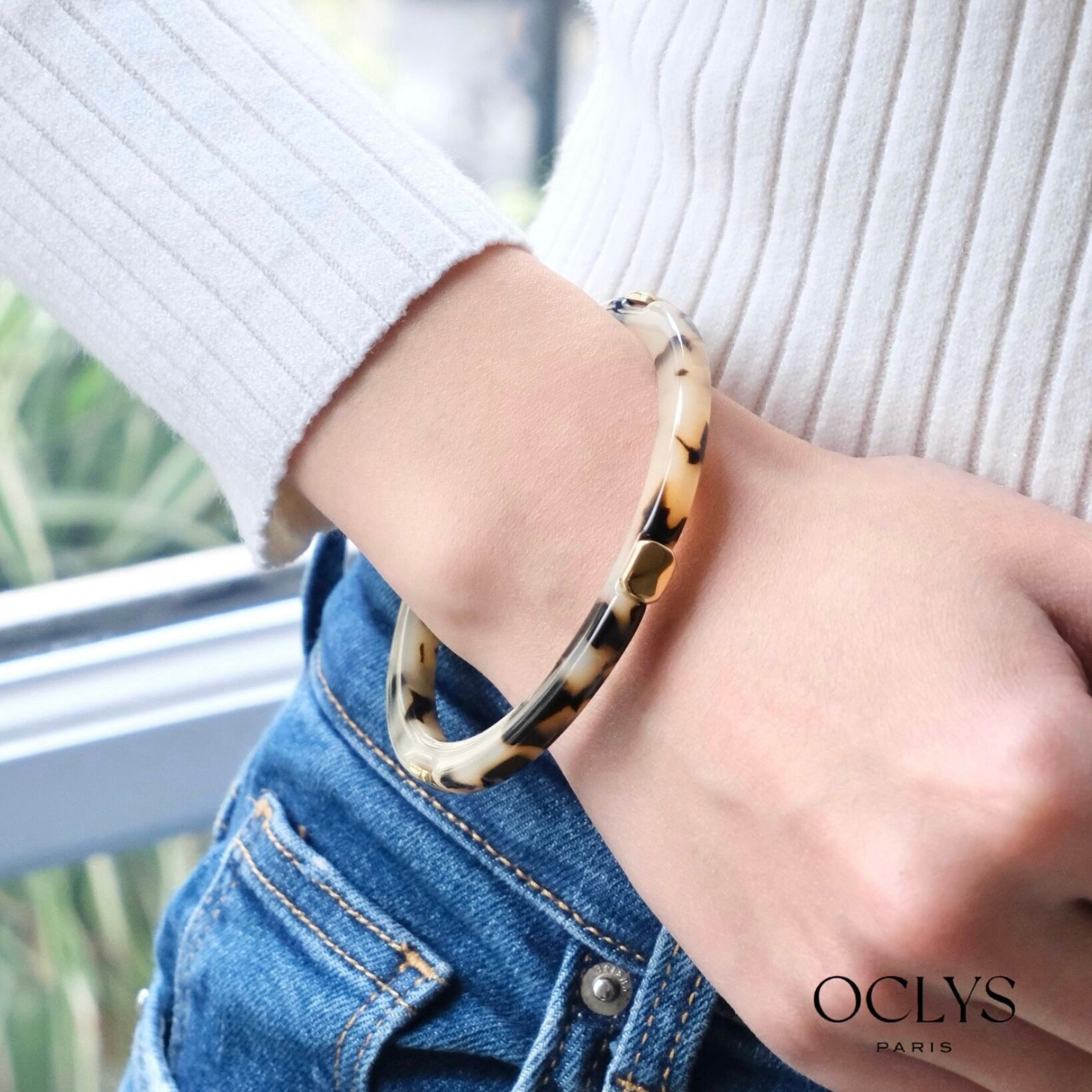 Evana resin and stainless steel bracelet