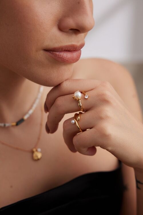 Bague Argent massif avec Perle de culture d'eau douce - Tess