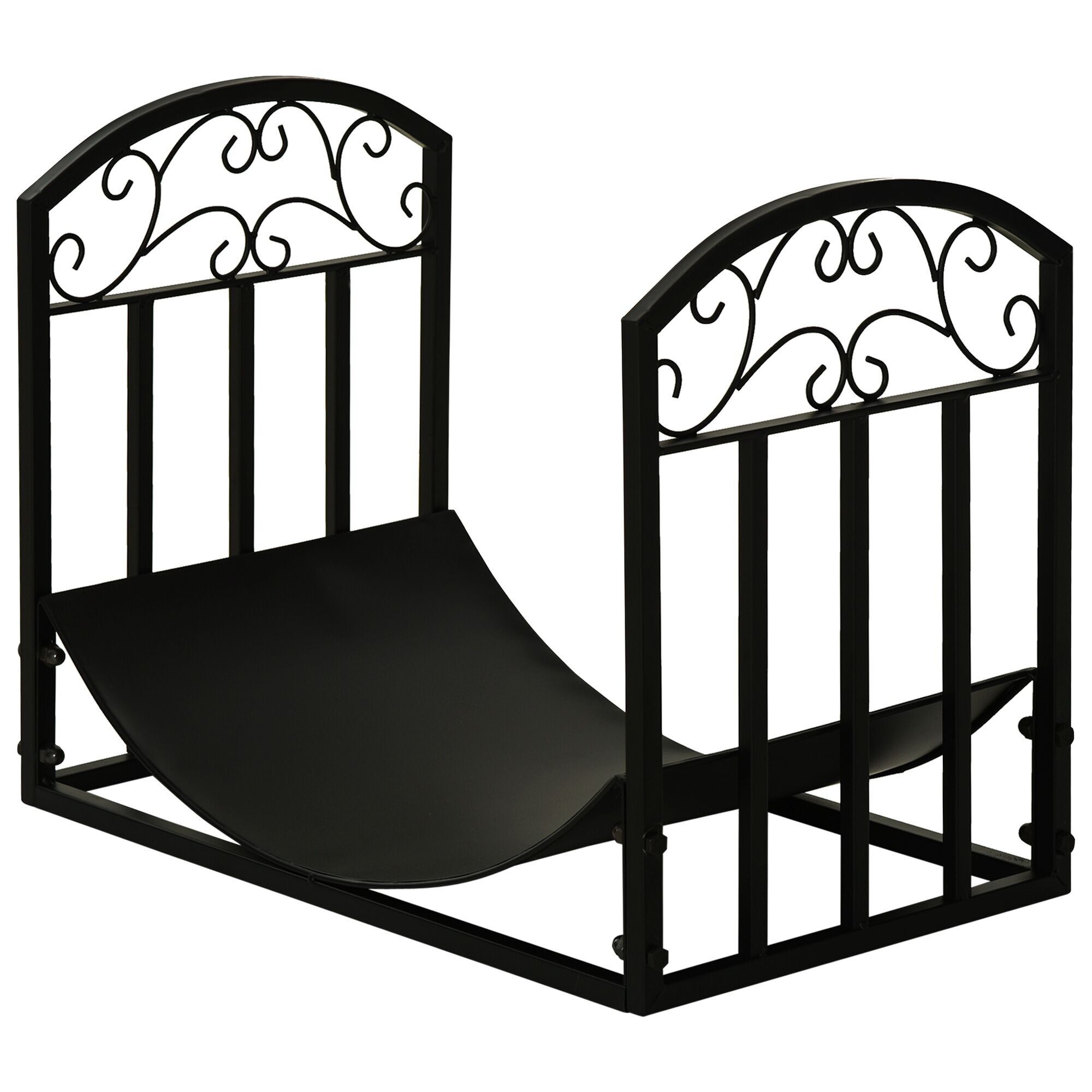 Outsunny Range bûches Porte-bûches range rack à bûches support étagère à bois de cheminée charge max. 60 kg dim. 60,5L x 36l x 46,5H cm métal époxy noir