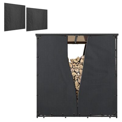 Outsunny Lot de deux housses de protection pour range bûches, housses pour porte-bûches de bois de chauffage, toile Oxford 600D, noir