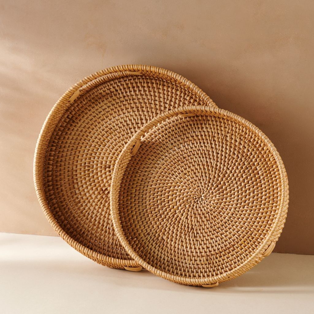 Vassoio in rattan color miele naturale - 35 cm