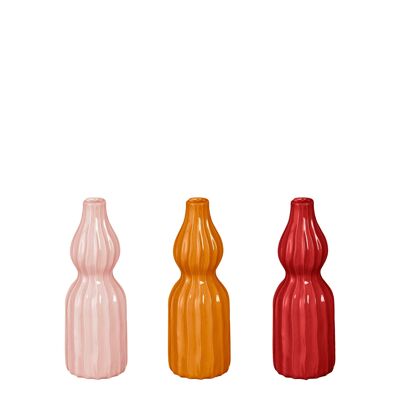 Felipe vaso fiore singolo rosa arancio rosso 3 ass. - h20xp7cm