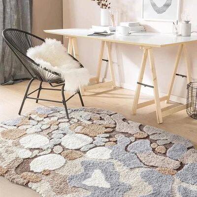 Tapis touffeté doux de haute qualité, art abstrait moderne, tapis de sol moelleux au design irrégulier pour chambre à coucher