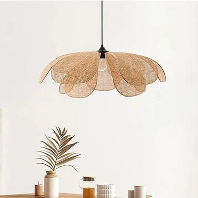 Woven Petal Pendant Ceiling Lamp Light │ Modern Rattan Chandelier Hanging Lamp