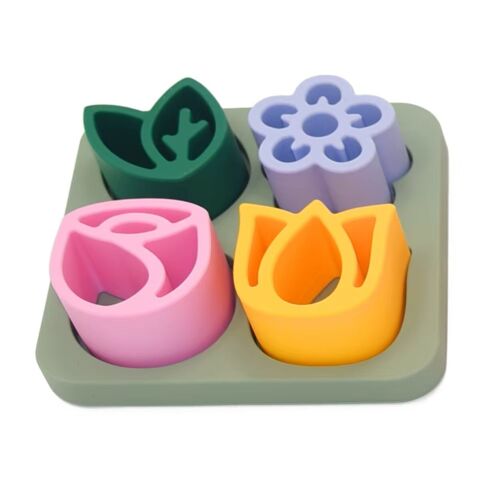 Jouets d'éveil en silicone - Puzzle les fleurs