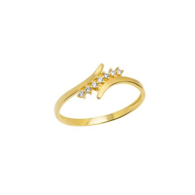 Anello intercettante curvo in oro massiccio 14 carati