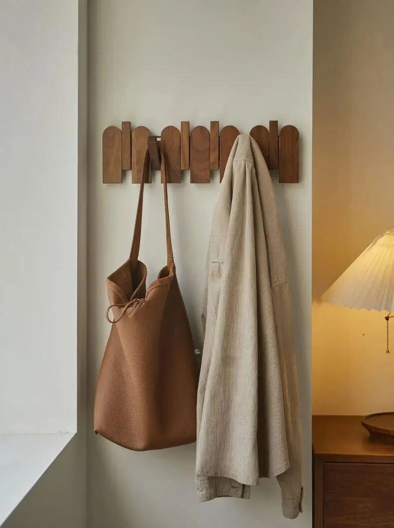 Black Walnut Foldable Wall Hanging Hooks Hanger │ Modern Nordic Rack for Clothes Bags Coat │ Entrance Door Home Decoration