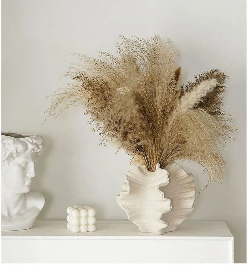 Vase en forme de corail d'art minimaliste nordique │ Pot d'herbe de pampa de fleur en céramique