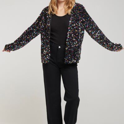 MAFA - Chaqueta de lentejuelas multicolor