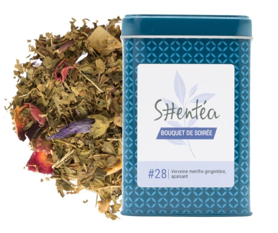 Infuso di verbena - Infuso di verbena, menta, zenzero e aronia - Bouquet serale - 90 g - Lattina di metallo di alta qualità