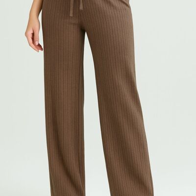 Pantalon large en tricot rayé de qualité supérieure avec cordons de serrage et ceinture élastiquée