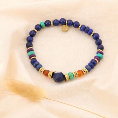 Pulsera elástica arandelas acero cuentas piedra 0223550