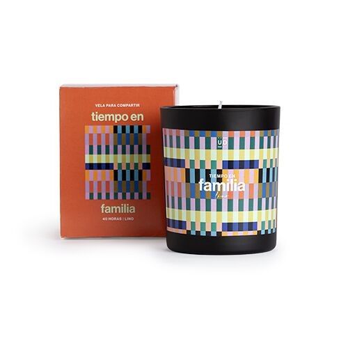 Vela UO aromatizada para regalar tiempo en familia, Vela artesanal hecha en España, Aroma Lino , 350 gramos