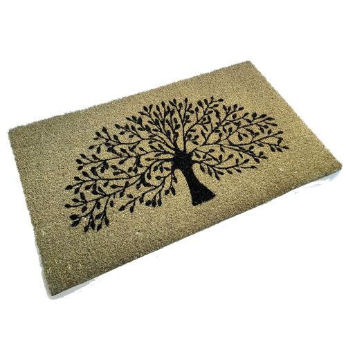 Sage Green Coir Door Mat with Tree of Life Design | 75cm x 45cm | Durable and Eco-Friendly