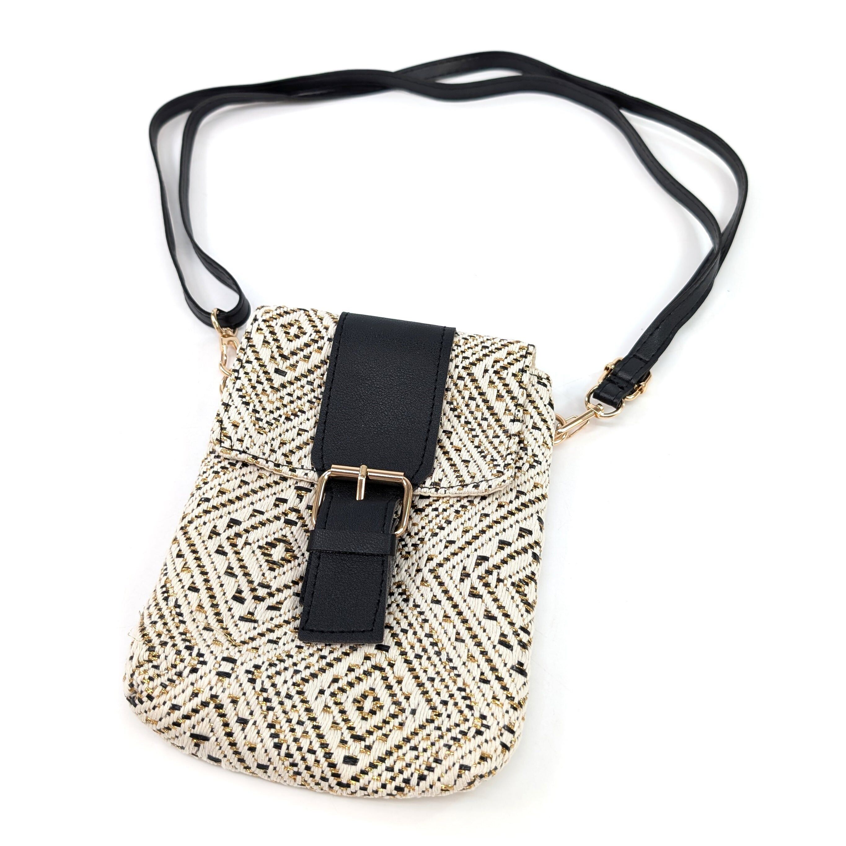 Umhängetasche mit Aztekenschnalle - Schwarz