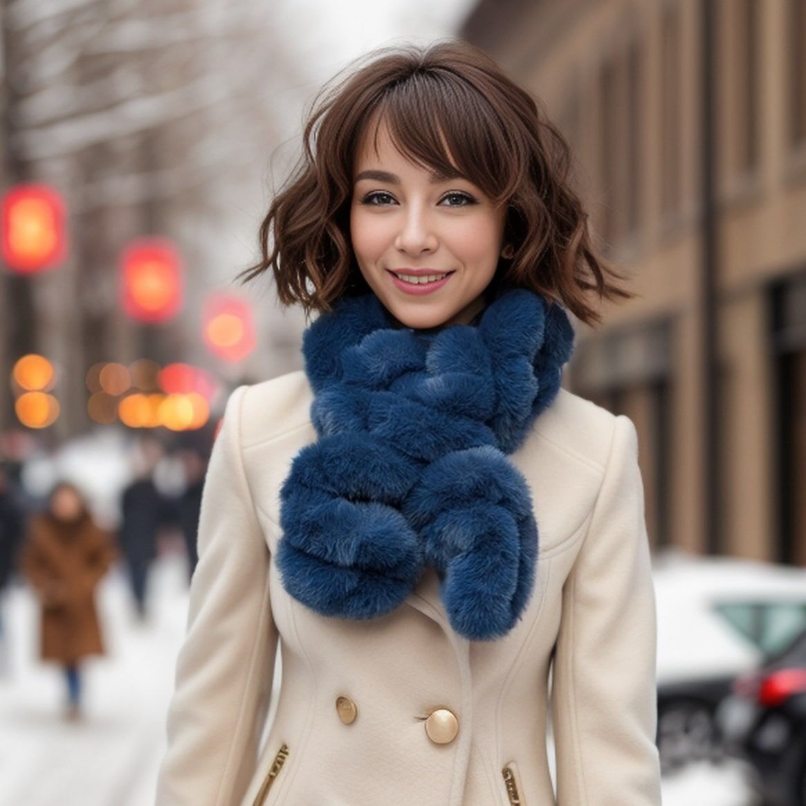 Collare a cavatappi in pelliccia sintetica - Verde acqua